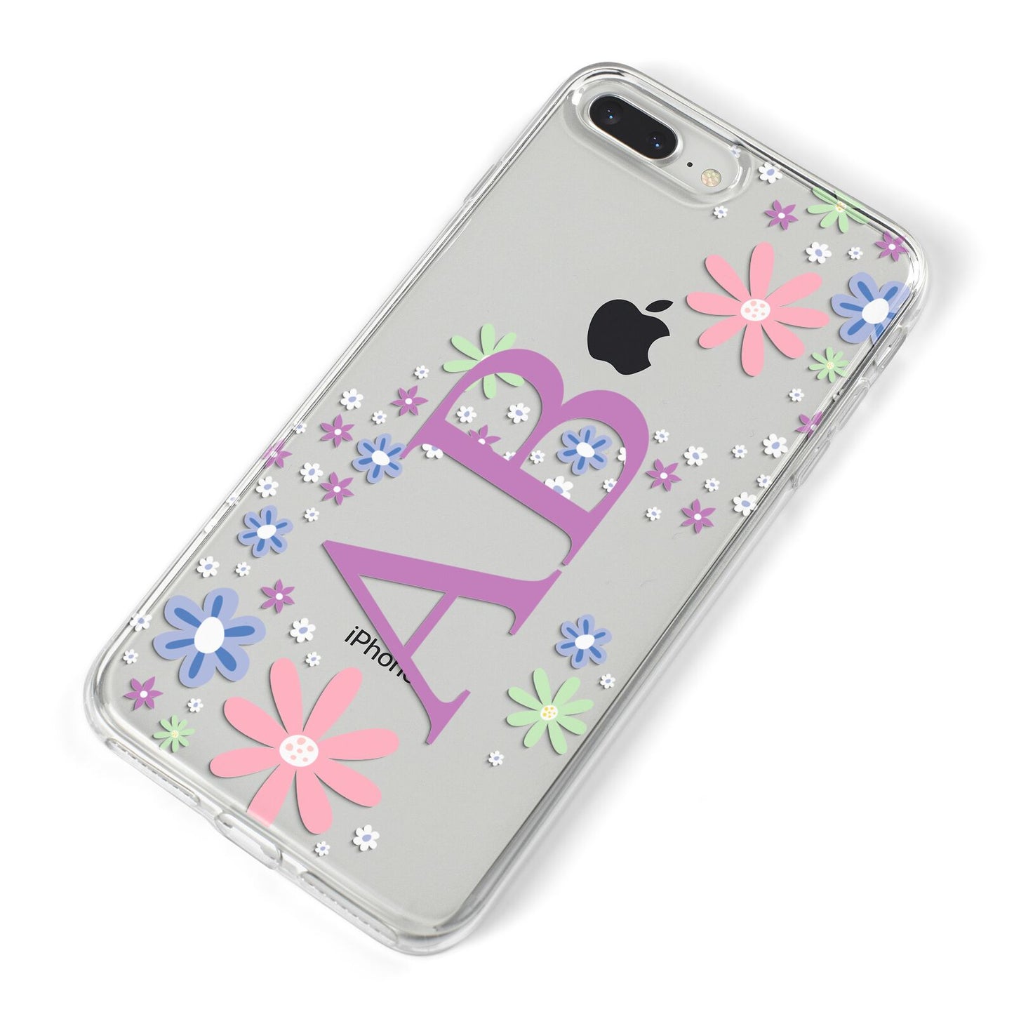 Personalised Floral Initials iPhone 8 Plus Bumper Case on Silver iPhone Alternative Image