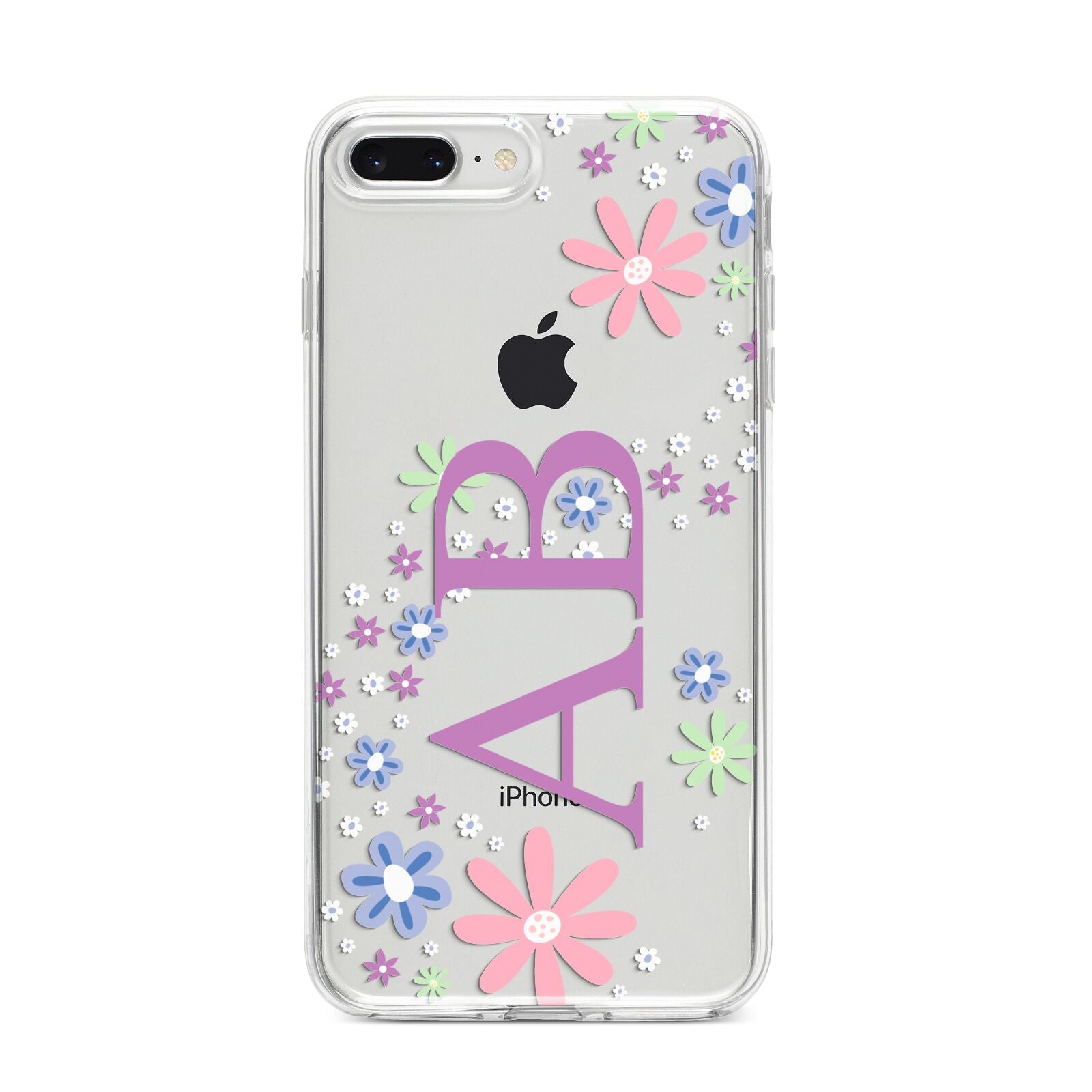 Personalised Floral Initials iPhone 8 Plus Bumper Case on Silver iPhone