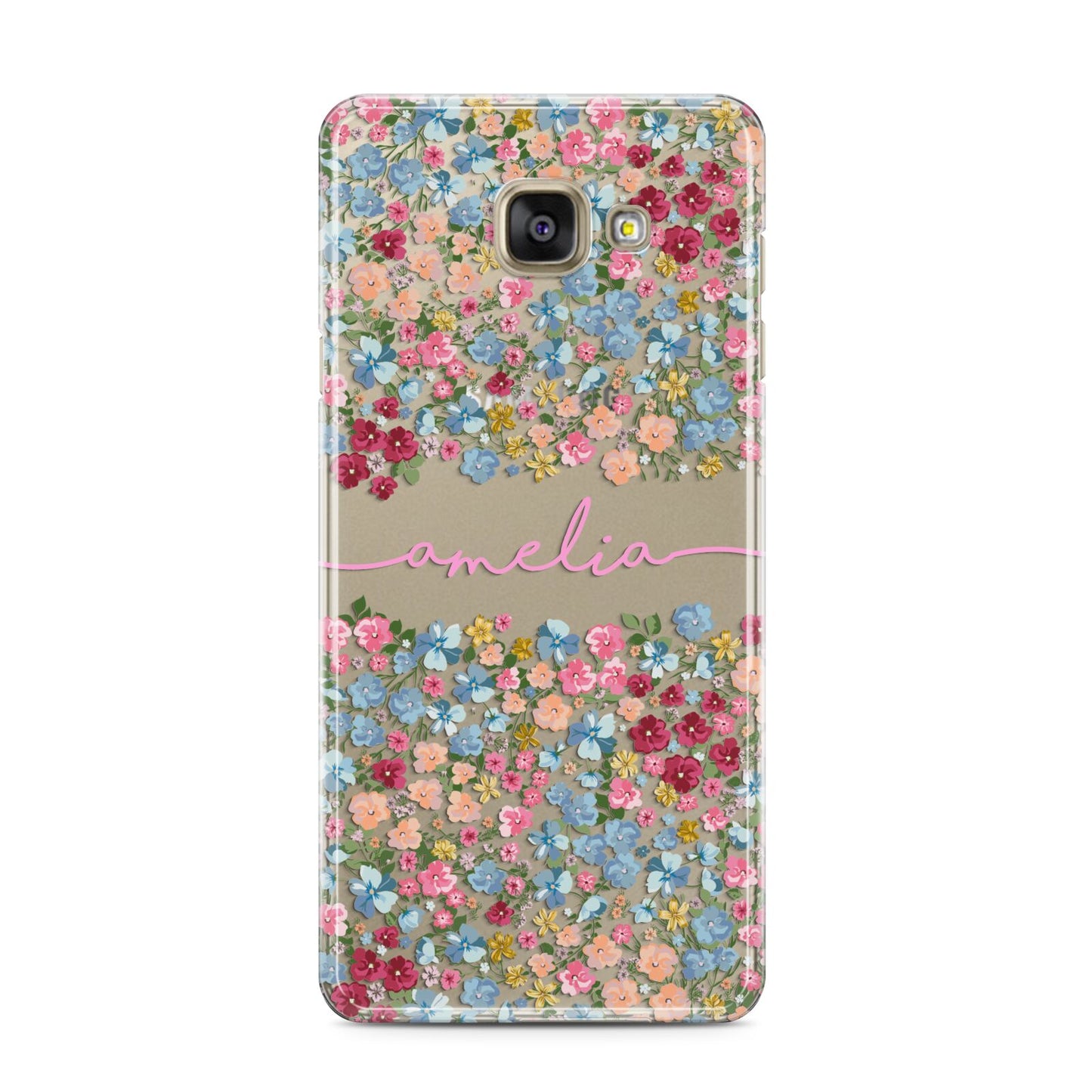 Personalised Floral Meadow Samsung Galaxy A3 2016 Case on gold phone