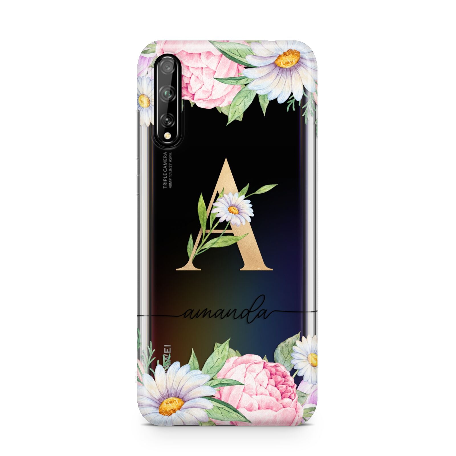 Personalised Floral Monogram Huawei Enjoy 10s Phone Case