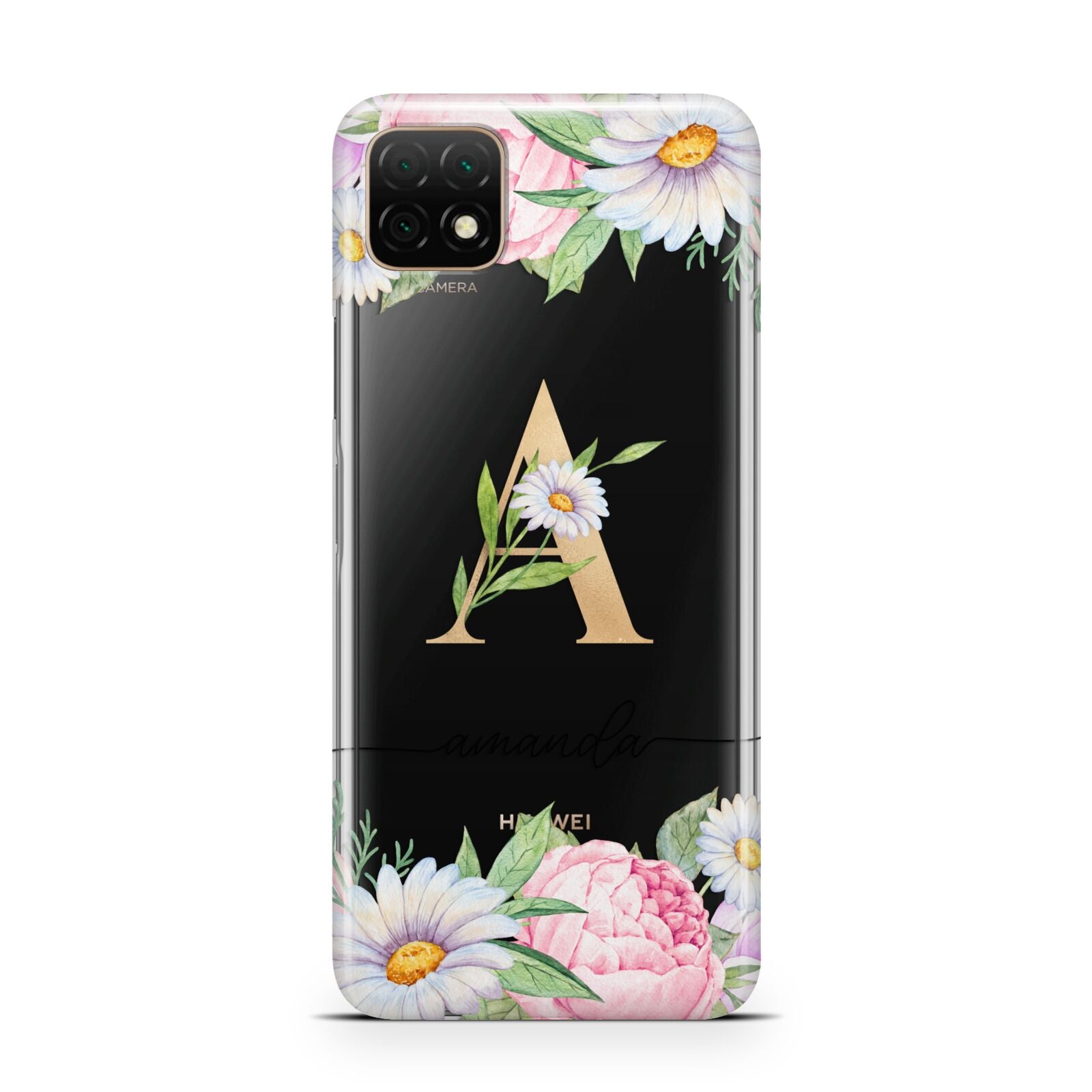 Personalised Floral Monogram Huawei Enjoy 20 Phone Case