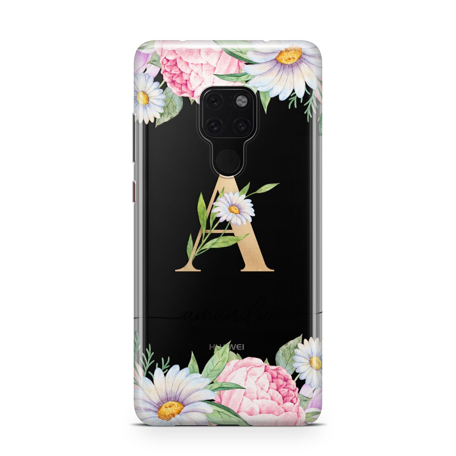 Personalised Floral Monogram Huawei Mate 20 Phone Case