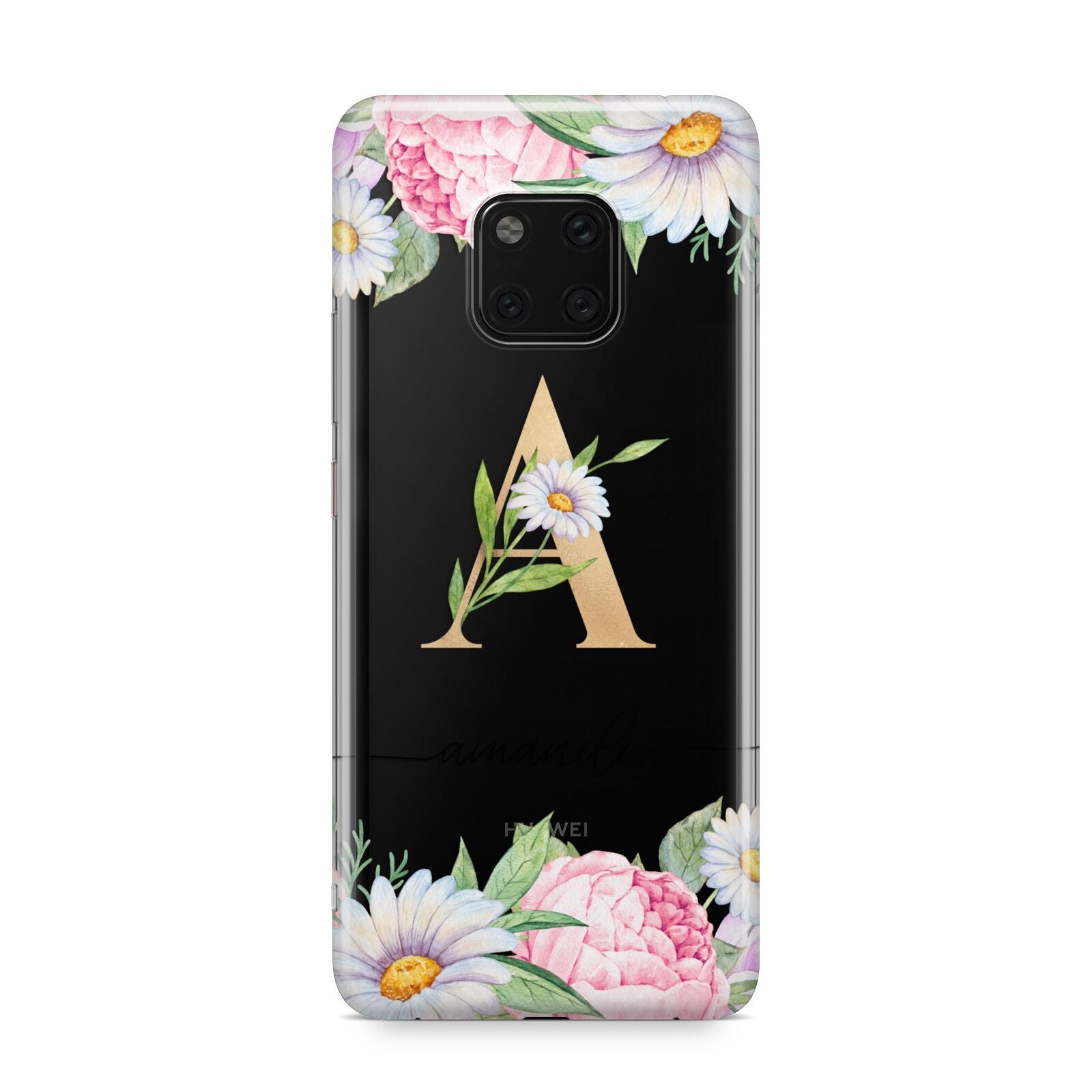 Personalised Floral Monogram Huawei Mate 20 Pro Phone Case