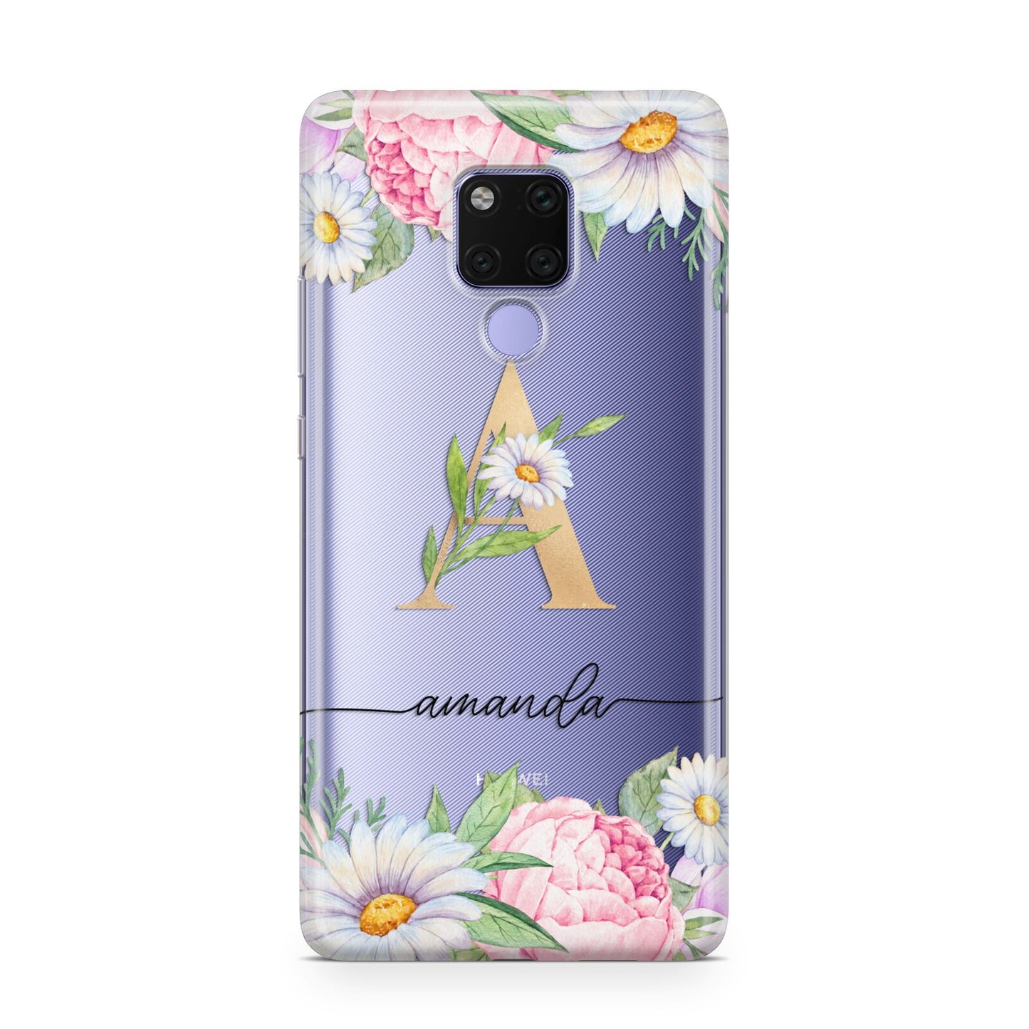 Personalised Floral Monogram Huawei Mate 20X Phone Case