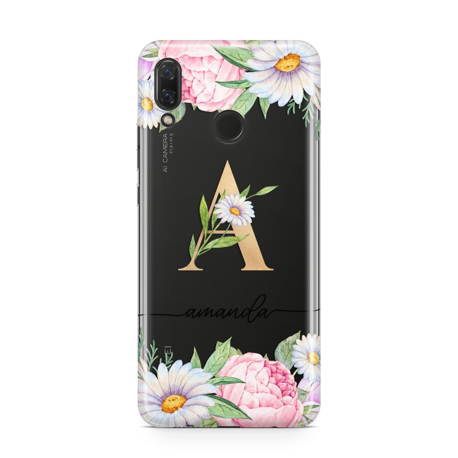 Personalised Floral Monogram Huawei Nova 3 Phone Case