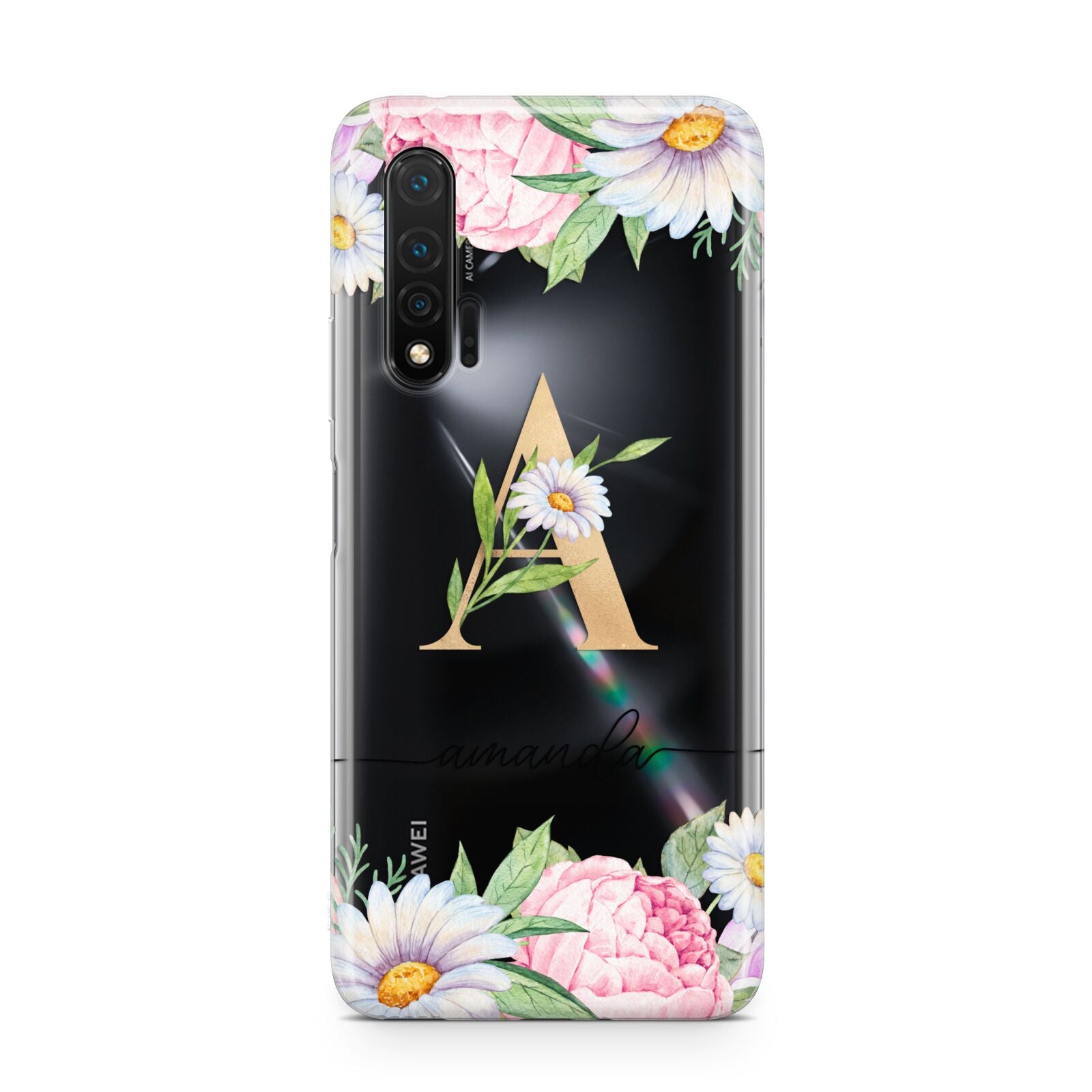 Personalised Floral Monogram Huawei Nova 6 Phone Case