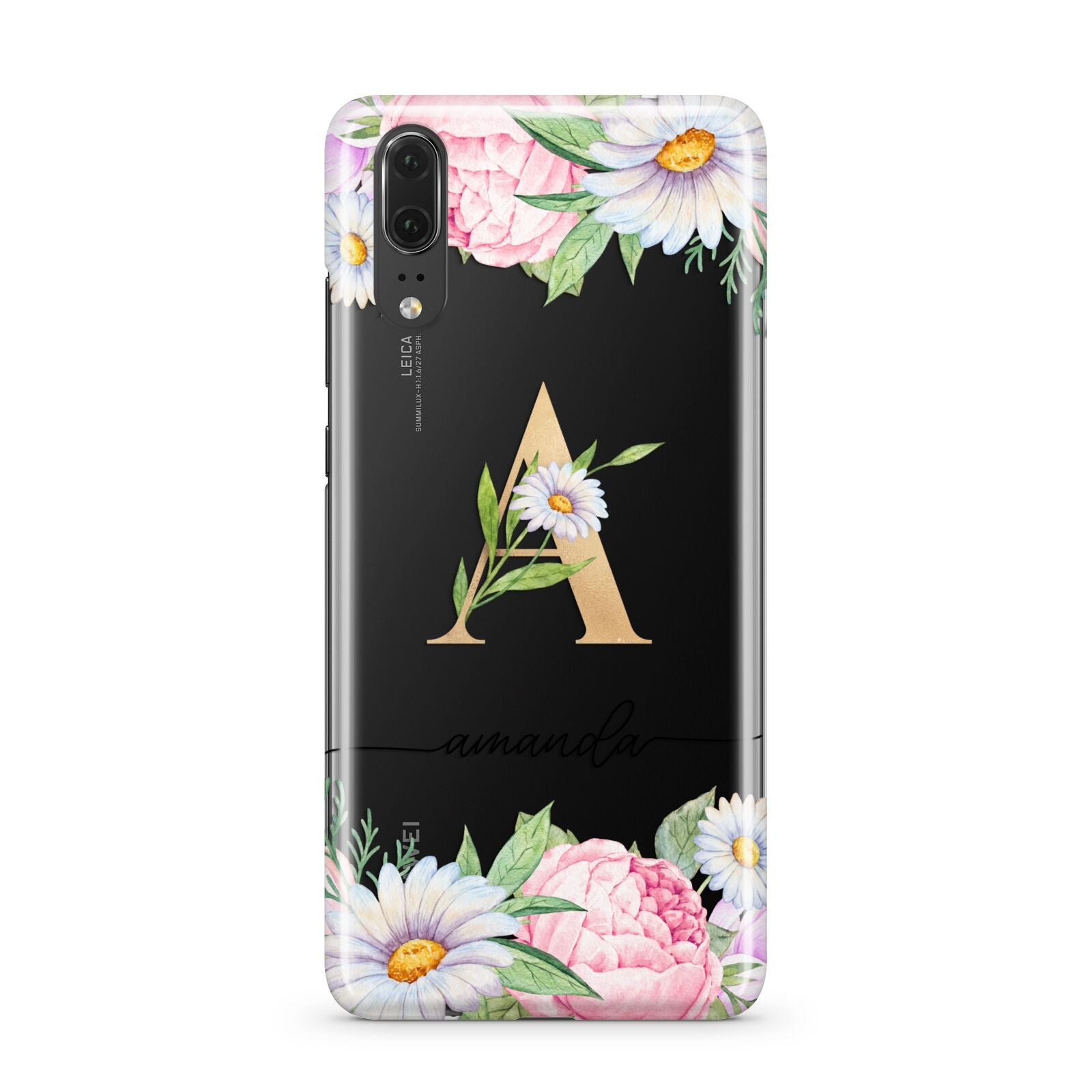 Personalised Floral Monogram Huawei P20 Phone Case