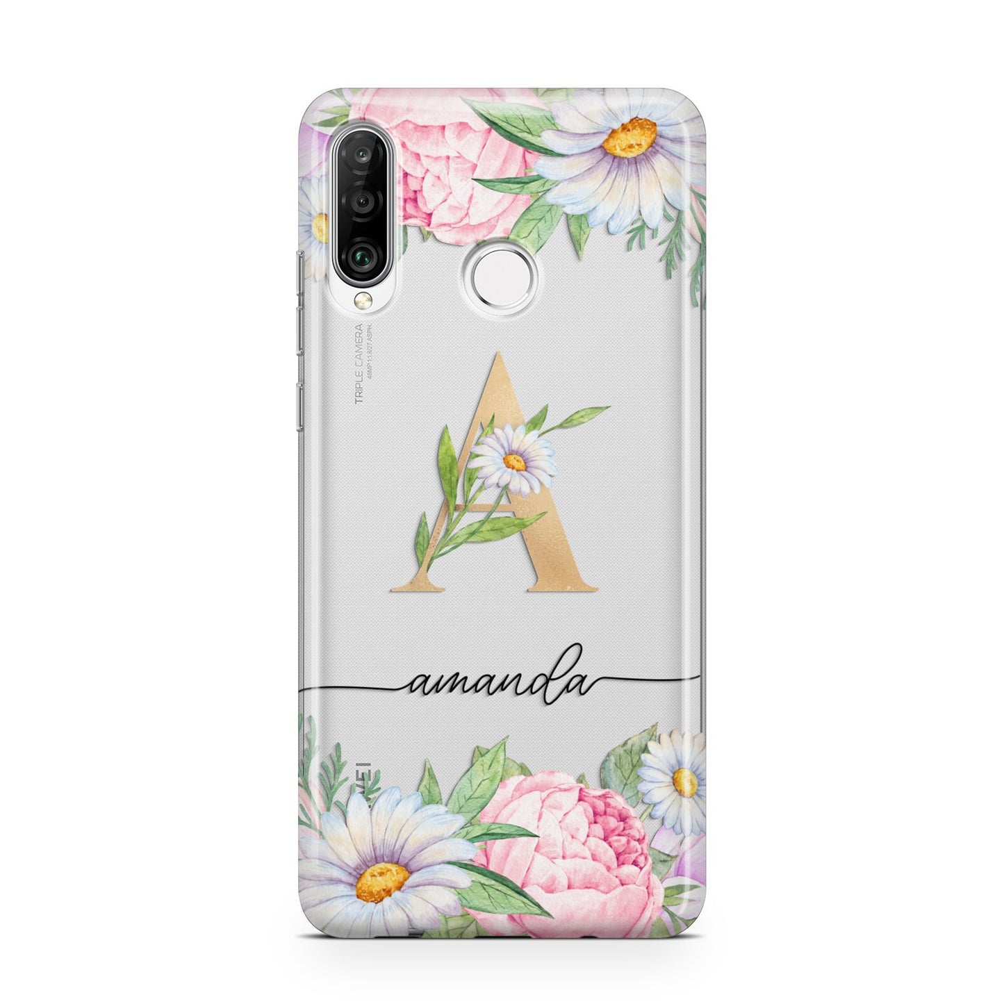 Personalised Floral Monogram Huawei P30 Lite Phone Case