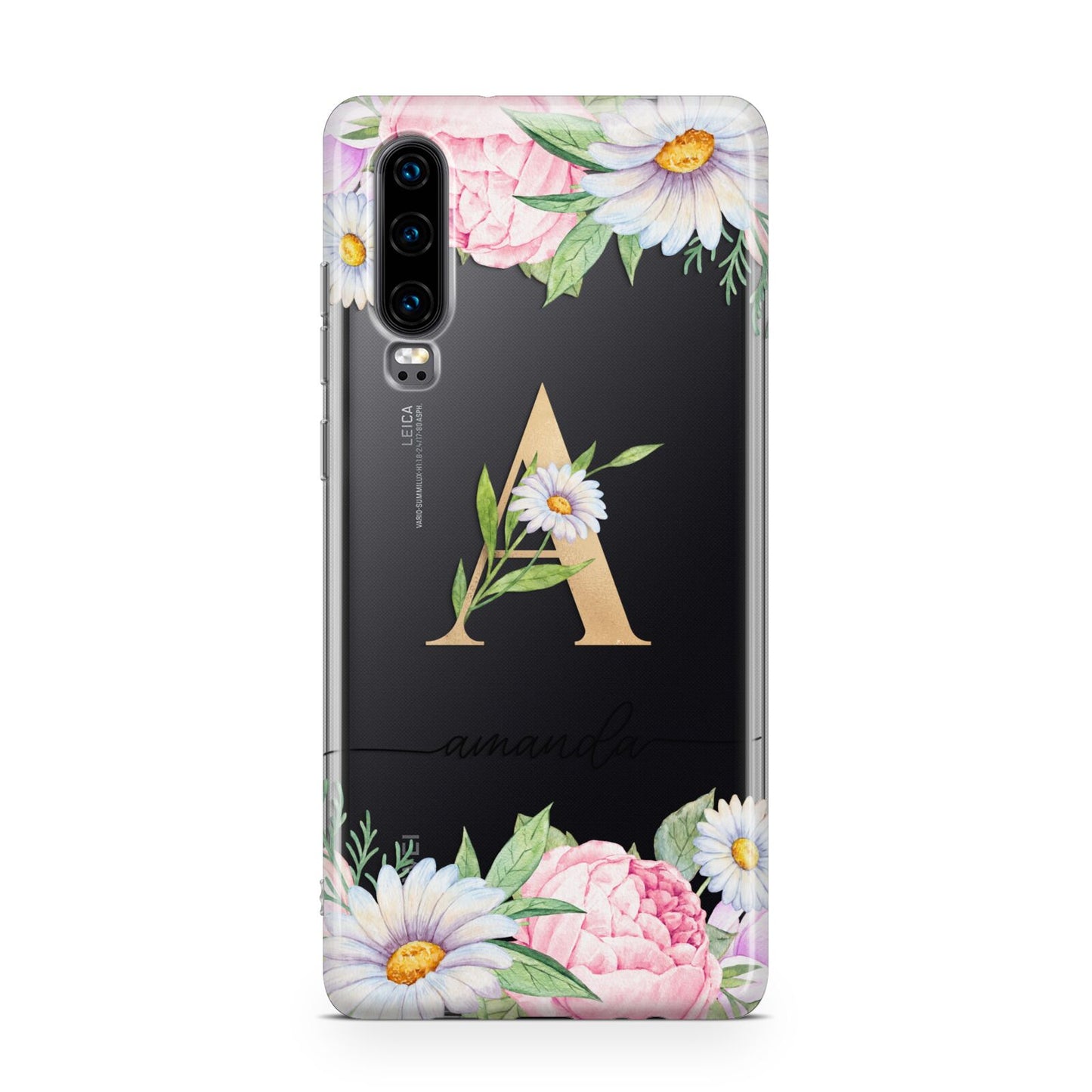 Personalised Floral Monogram Huawei P30 Phone Case