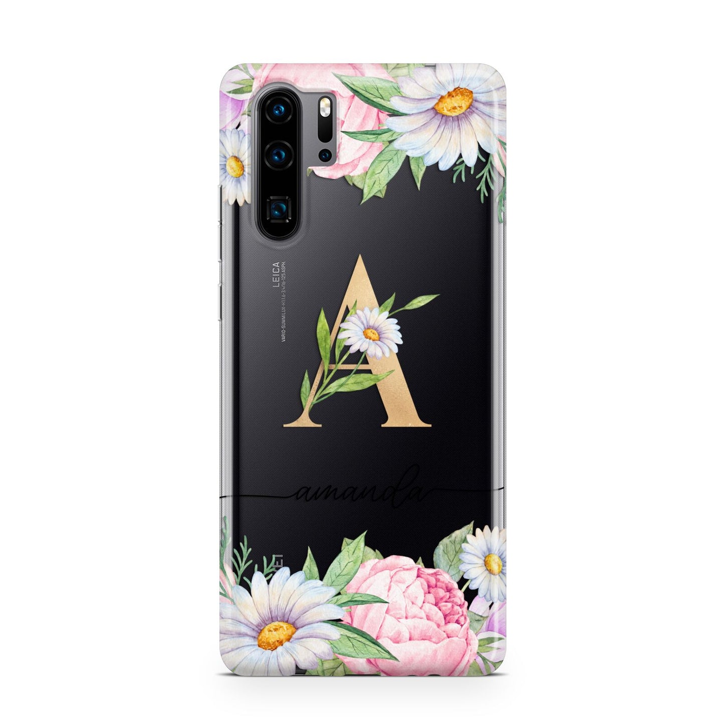 Personalised Floral Monogram Huawei P30 Pro Phone Case