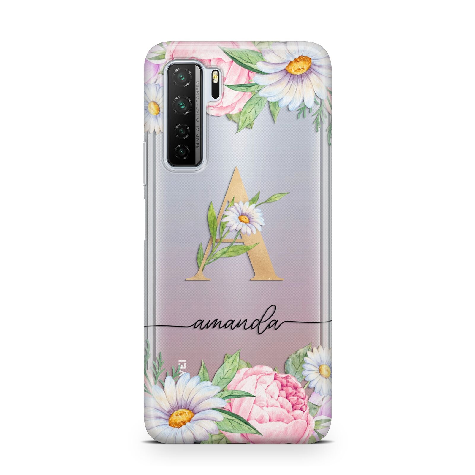 Personalised Floral Monogram Huawei P40 Lite 5G Phone Case