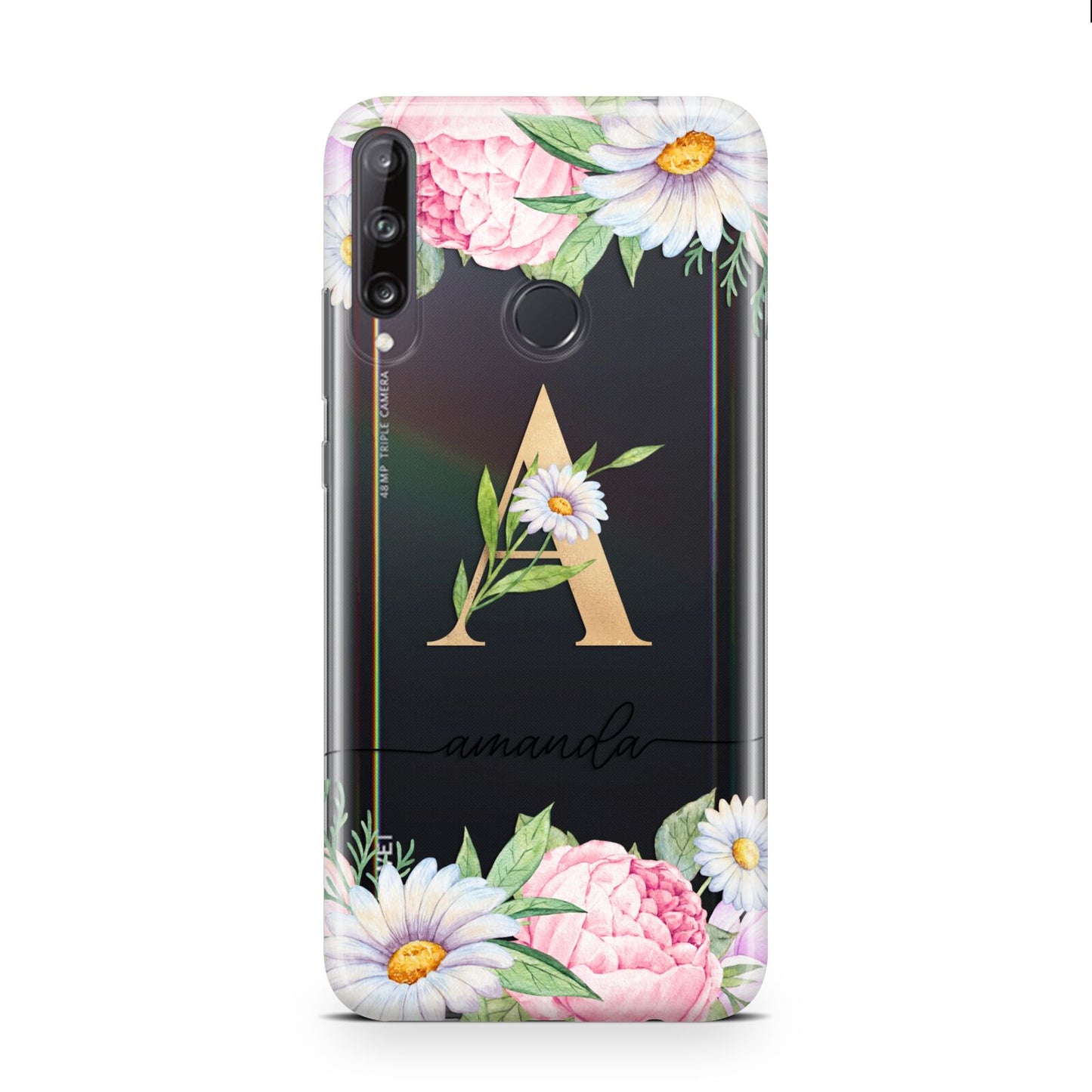 Personalised Floral Monogram Huawei P40 Lite E Phone Case