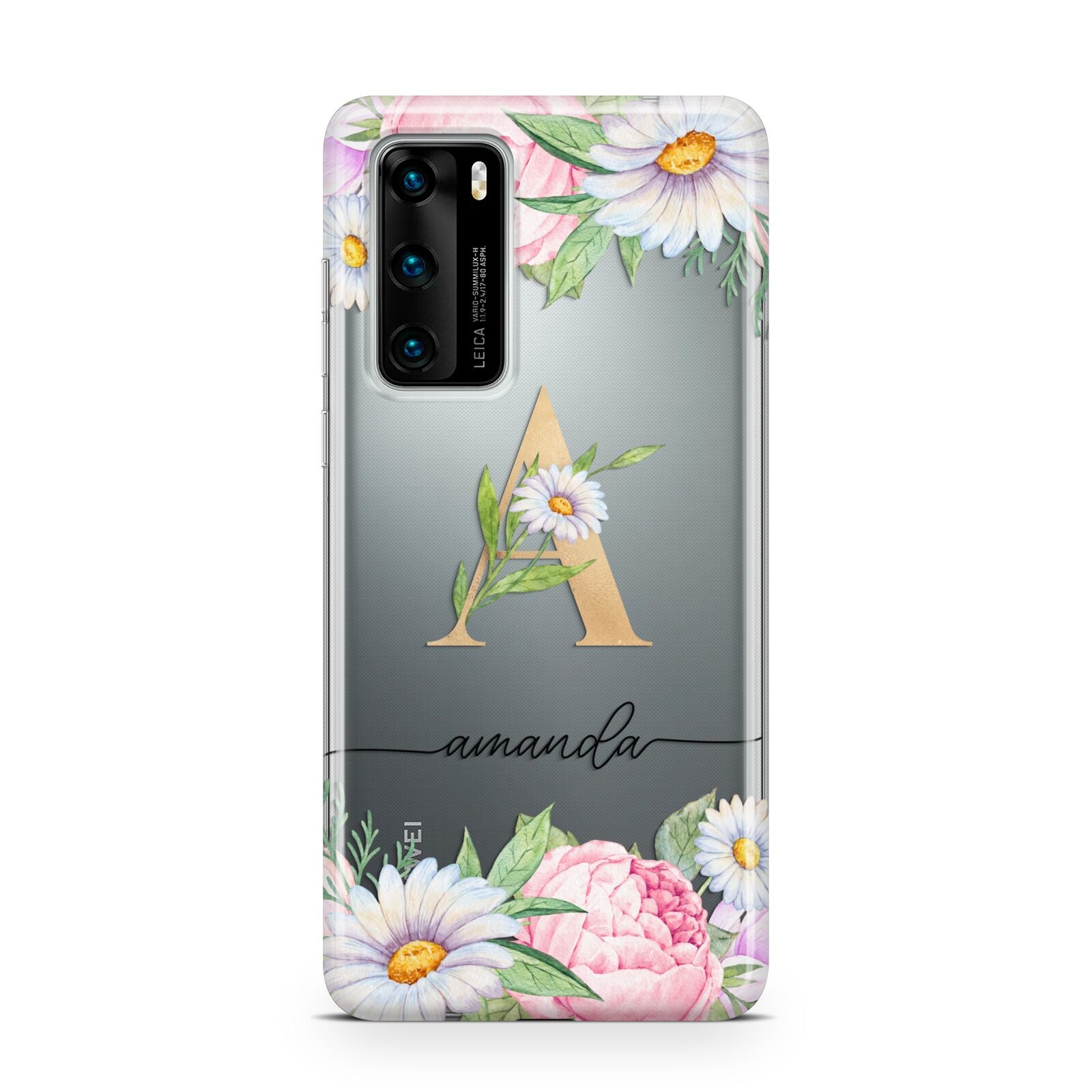 Personalised Floral Monogram Huawei P40 Phone Case