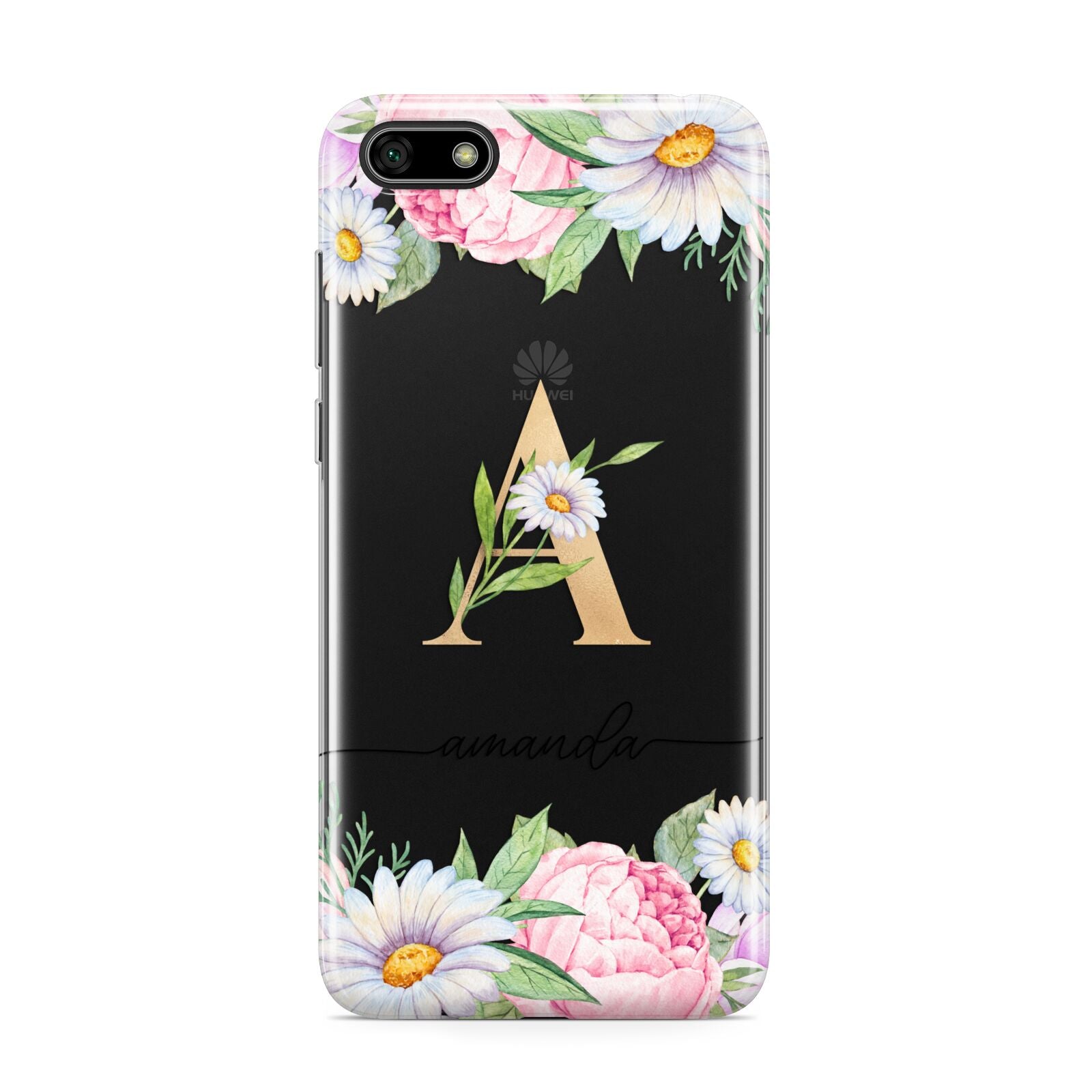 Personalised Floral Monogram Huawei Y5 Prime 2018 Phone Case