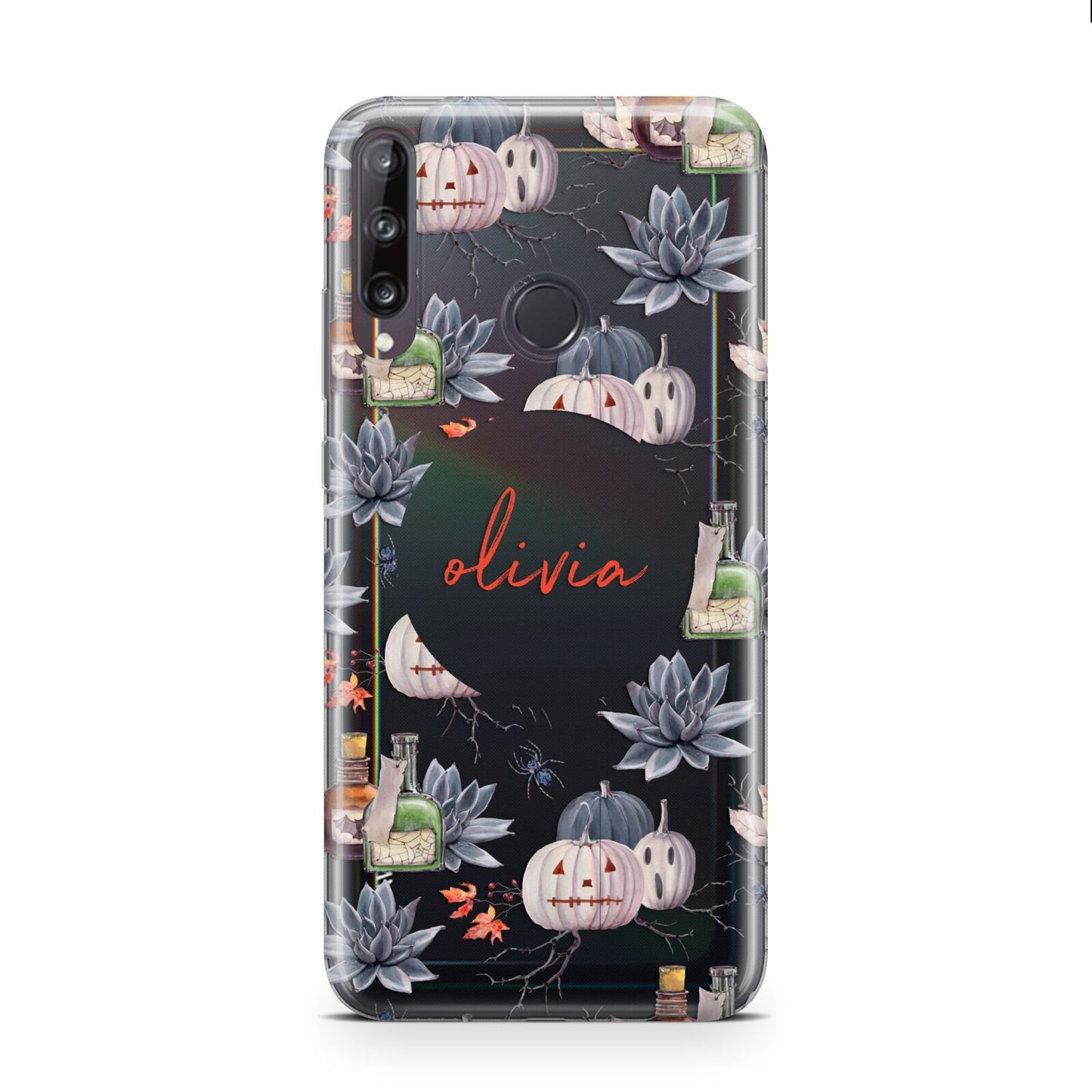 Personalised Floral Name Halloween Huawei P40 Lite E Phone Case