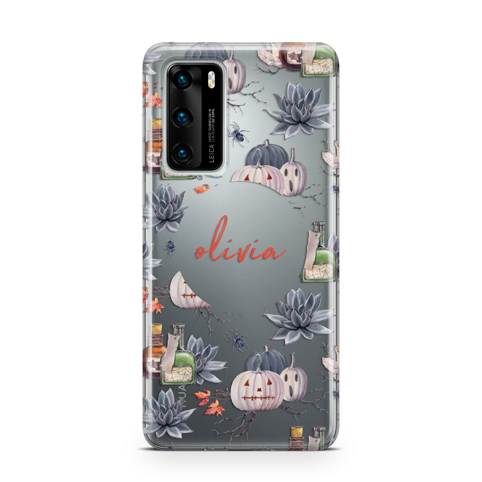 Personalised Floral Name Halloween Huawei P40 Phone Case