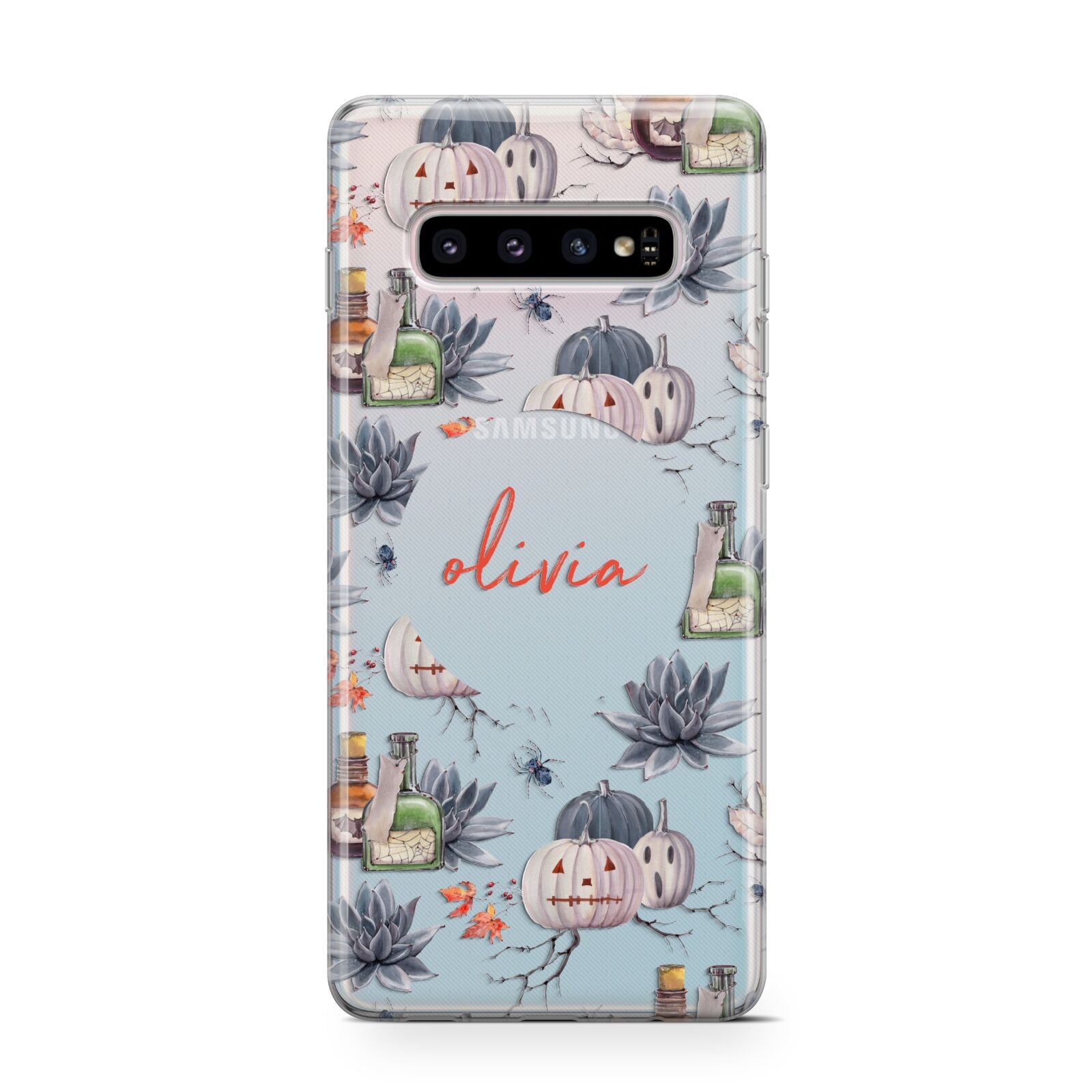 Personalised Floral Name Halloween Protective Samsung Galaxy Case