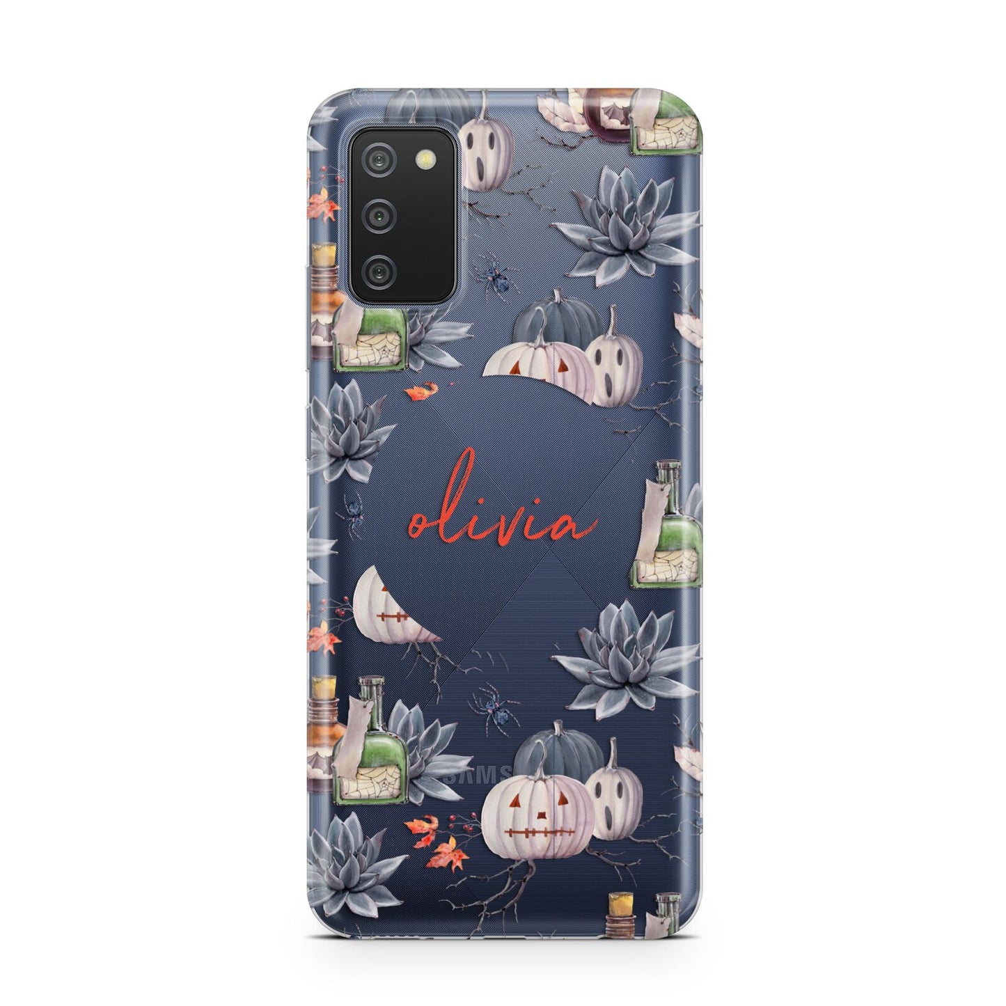 Personalised Floral Name Halloween Samsung A02s Case