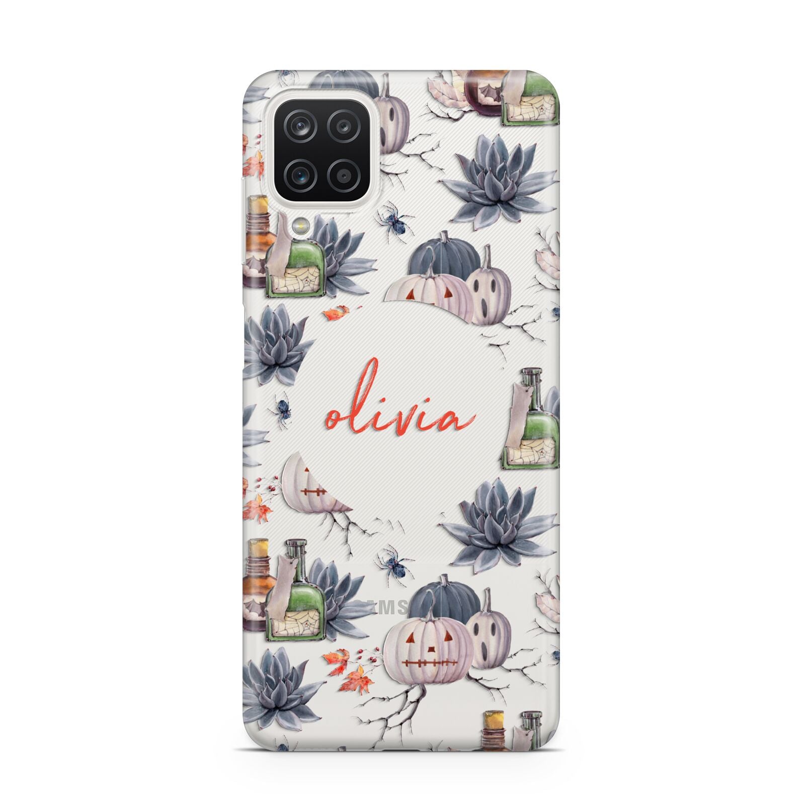 Personalised Floral Name Halloween Samsung A12 Case