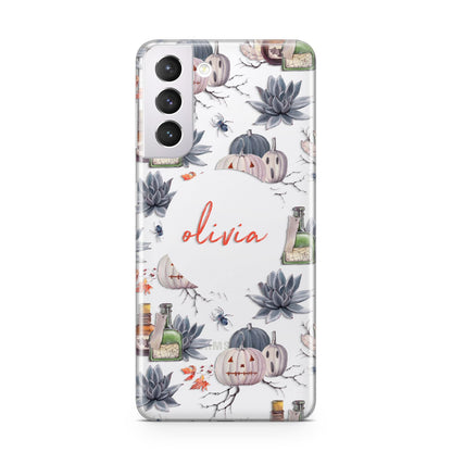 Personalised Floral Name Halloween Samsung S21 Case