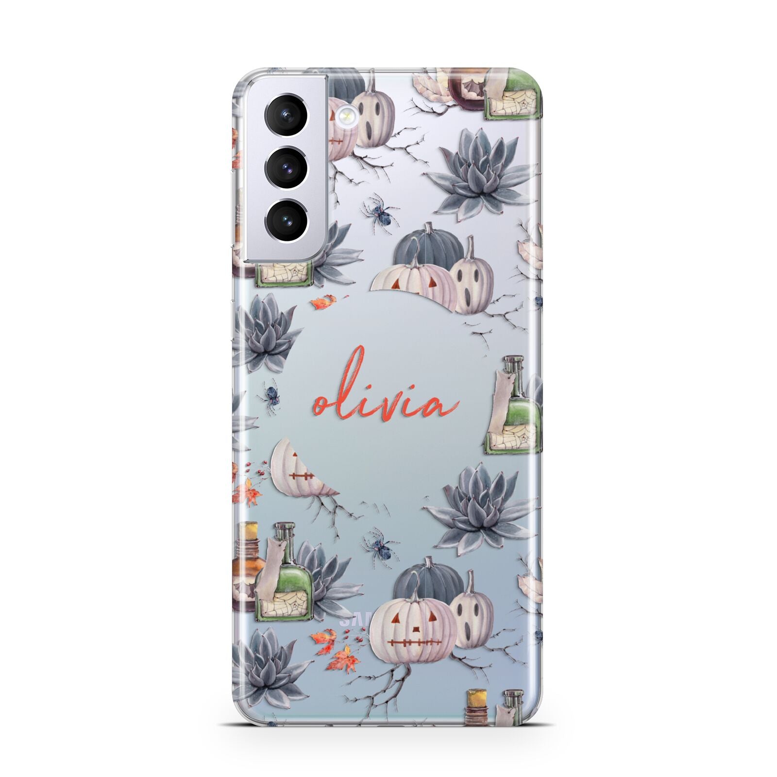 Personalised Floral Name Halloween Samsung S21 Plus Case