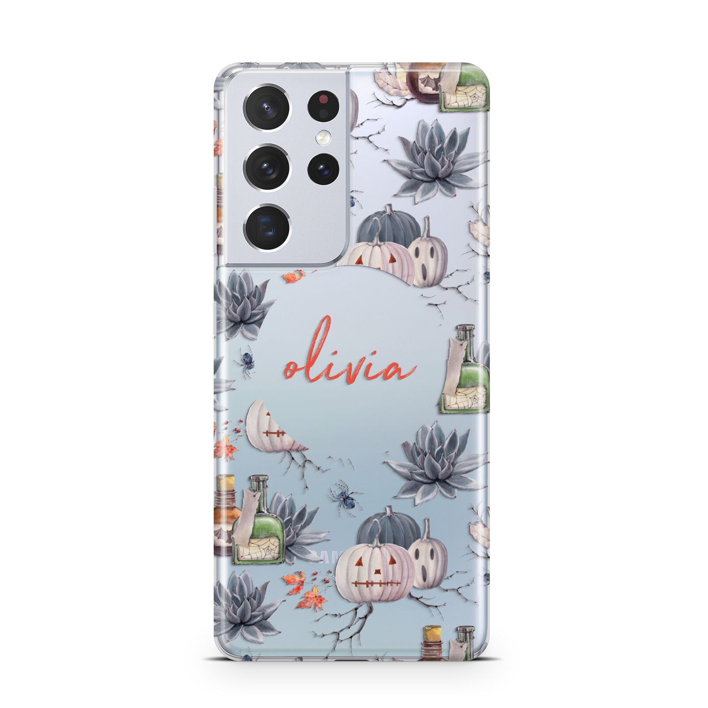 Personalised Floral Name Halloween Samsung S21 Ultra Case