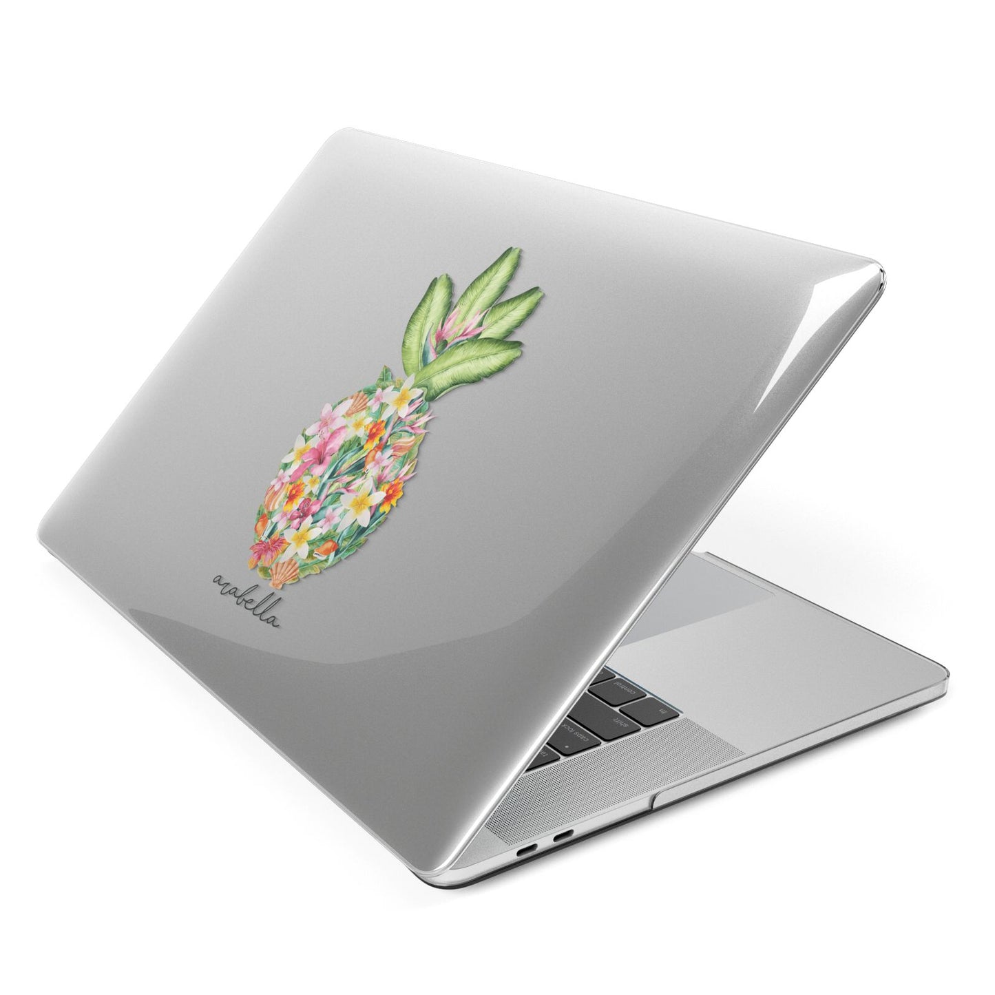 Personalised Floral Pineapple Apple MacBook Case Side View