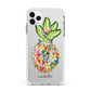 Personalised Floral Pineapple Apple iPhone 11 Pro Max in Silver with White Impact Case