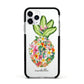 Personalised Floral Pineapple Apple iPhone 11 Pro in Silver with Black Impact Case