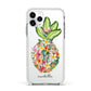 Personalised Floral Pineapple Apple iPhone 11 Pro in Silver with White Impact Case