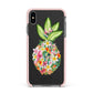 Personalised Floral Pineapple Apple iPhone Xs Max Impact Case Pink Edge on Black Phone