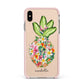 Personalised Floral Pineapple Apple iPhone Xs Max Impact Case Pink Edge on Gold Phone