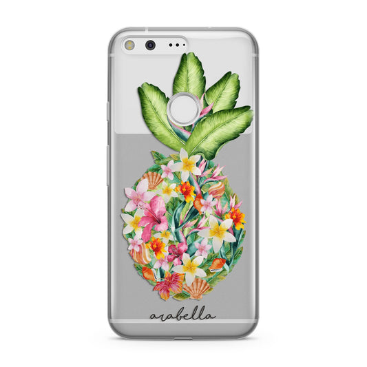 Personalised Floral Pineapple Google Pixel Case