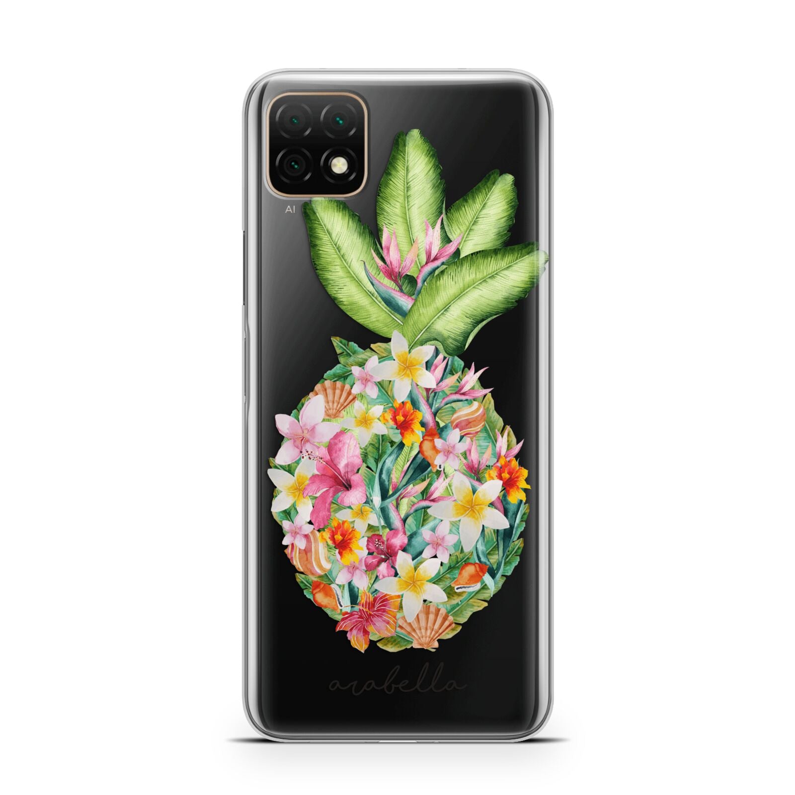 Personalised Floral Pineapple Huawei Enjoy 20 Phone Case