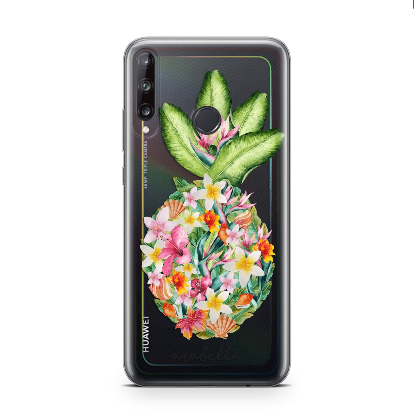 Personalised Floral Pineapple Huawei P40 Lite E Phone Case