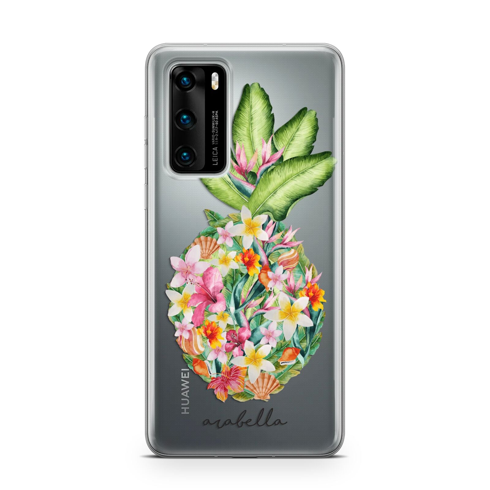 Personalised Floral Pineapple Huawei P40 Phone Case