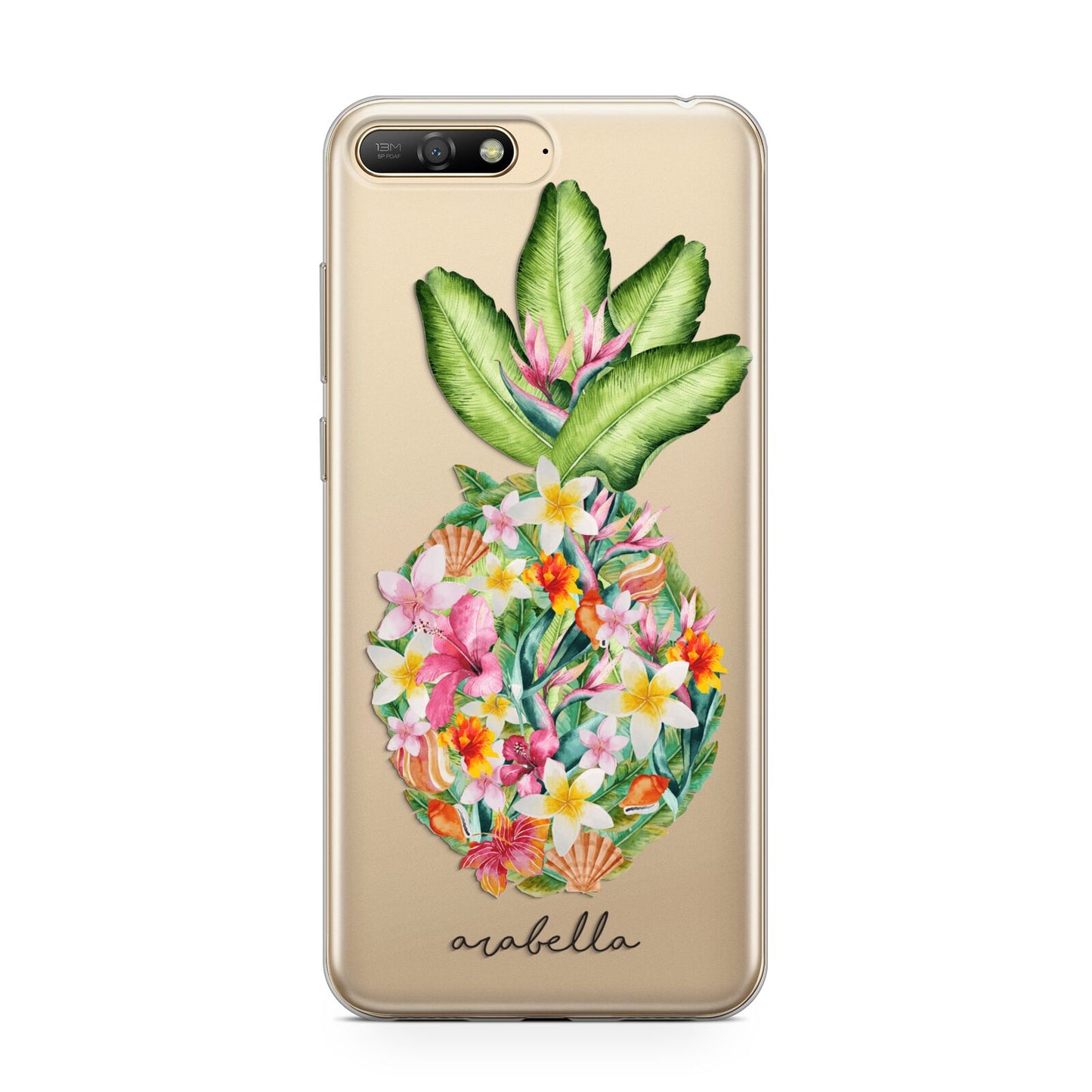 Personalised Floral Pineapple Huawei Y6 2018