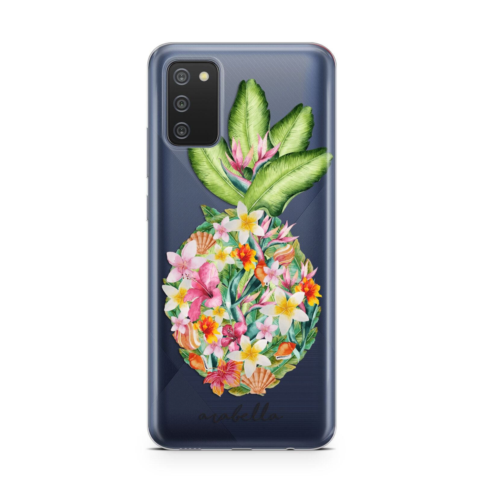 Personalised Floral Pineapple Samsung A02s Case