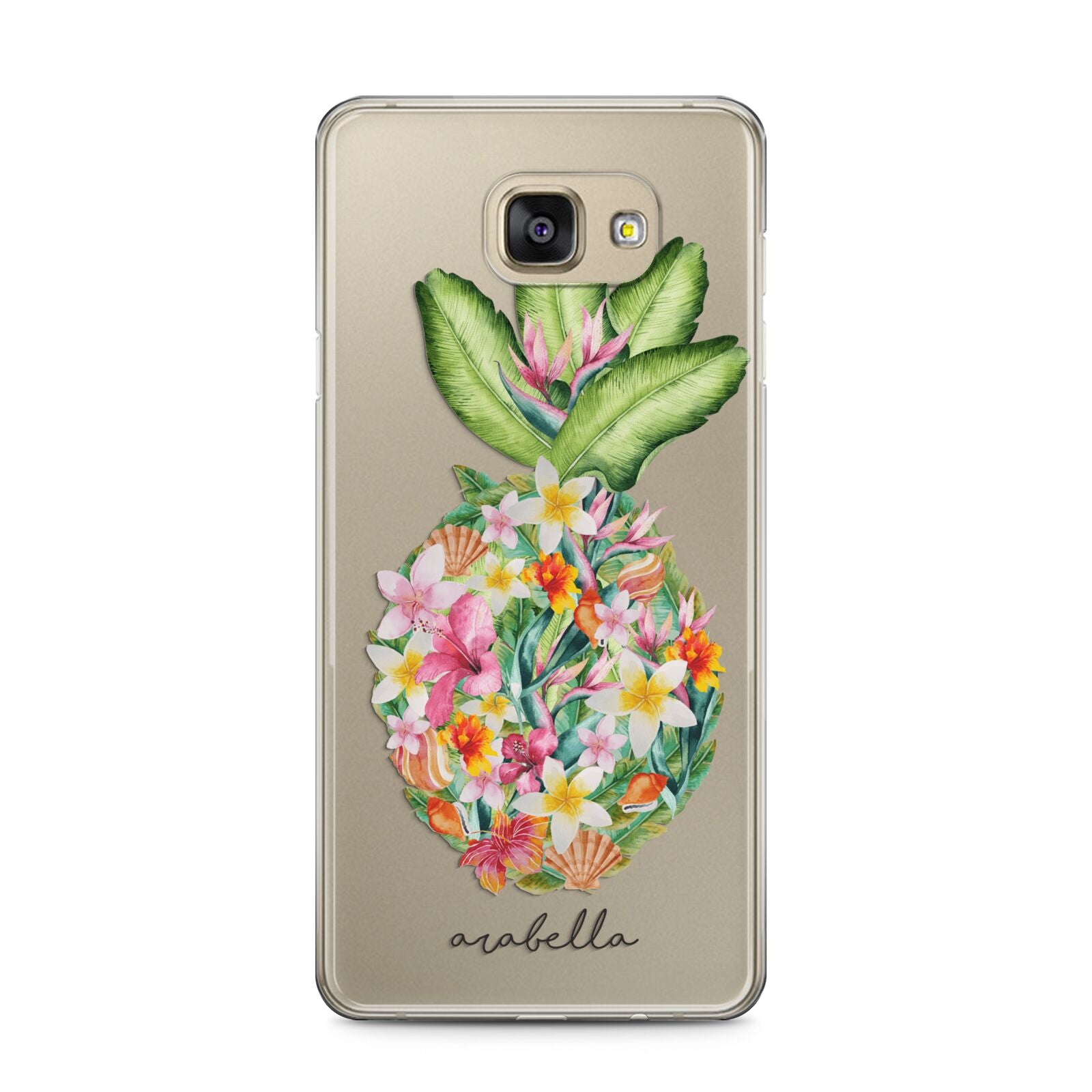 Personalised Floral Pineapple Samsung Galaxy A5 2016 Case on gold phone