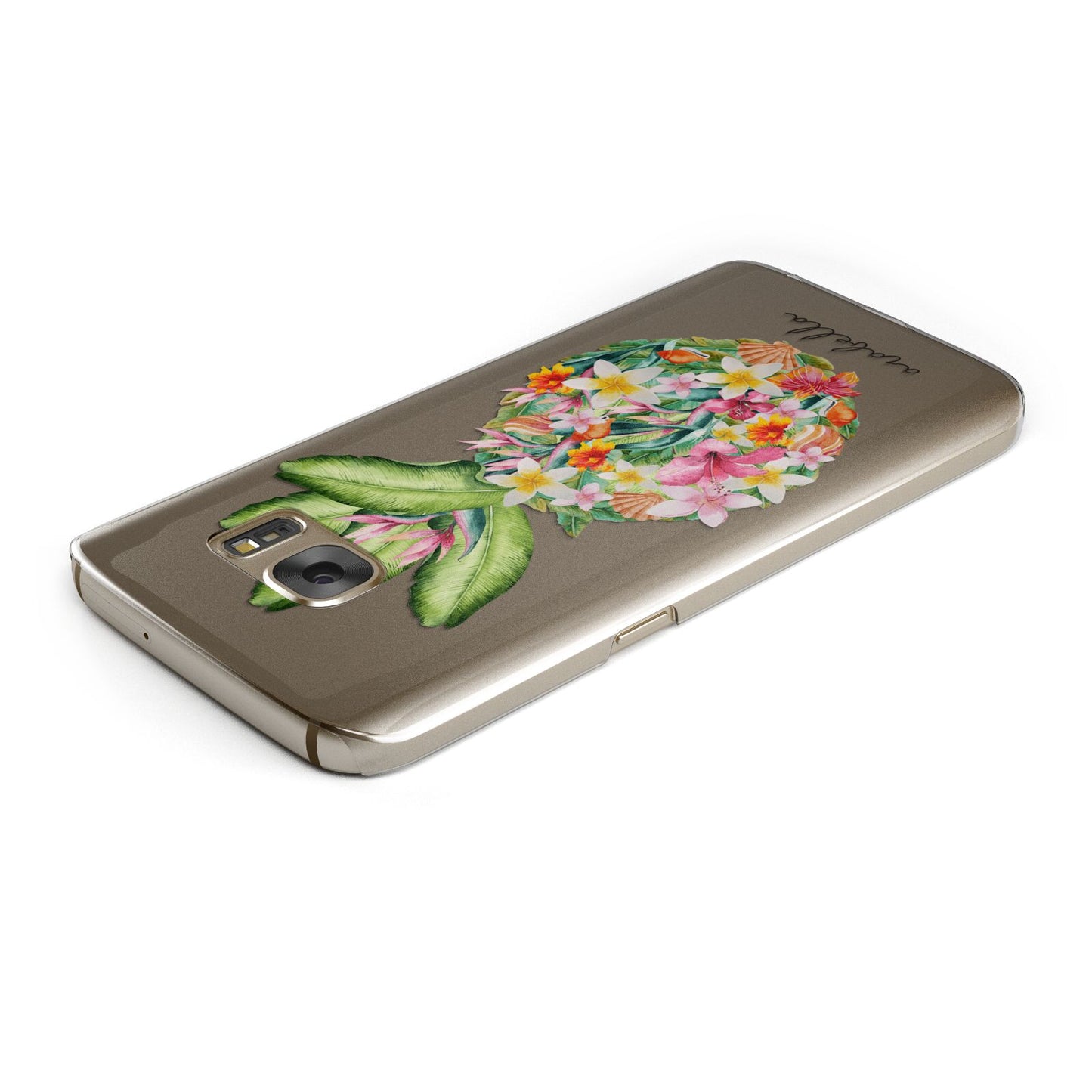 Personalised Floral Pineapple Samsung Galaxy Case Top Cutout