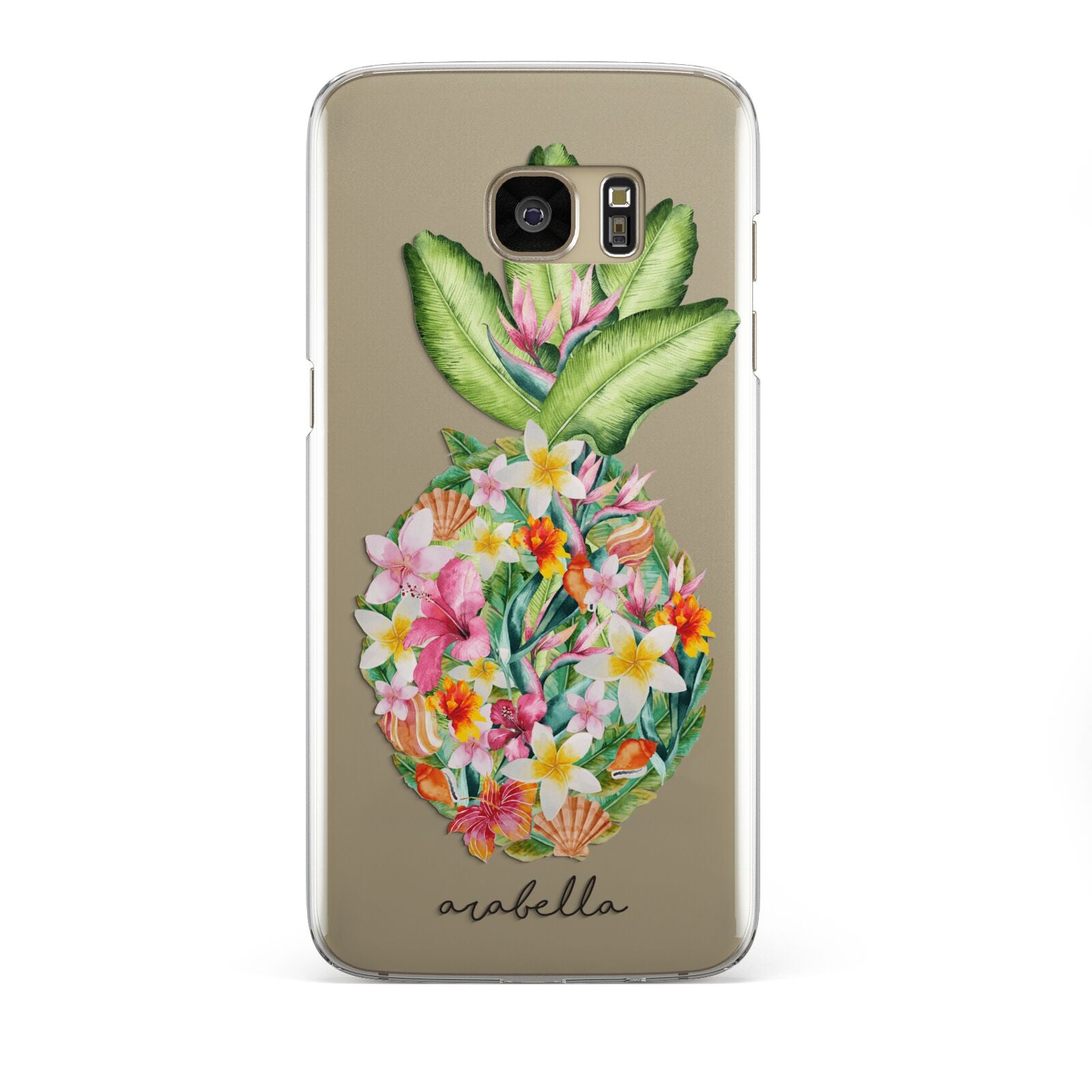 Personalised Floral Pineapple Samsung Galaxy S7 Edge Case