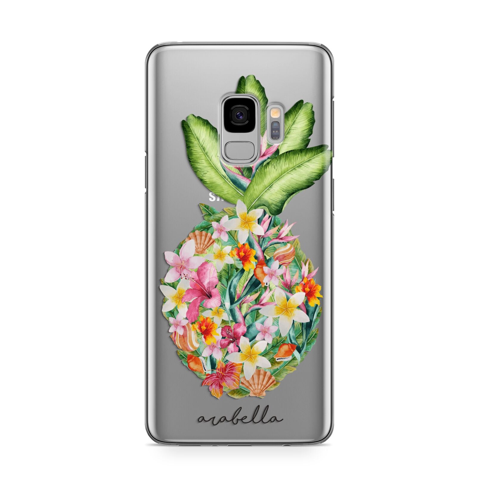 Personalised Floral Pineapple Samsung Galaxy S9 Case