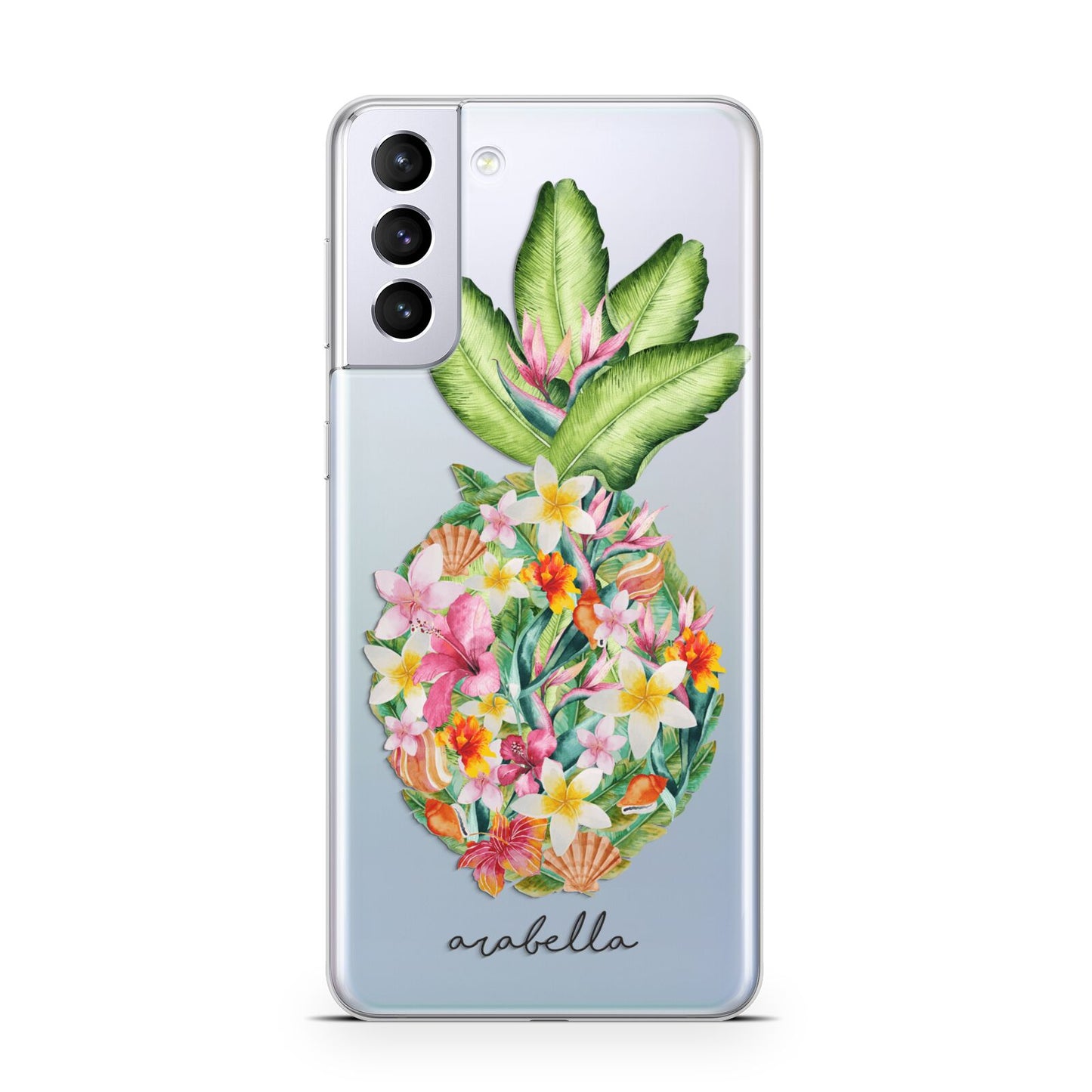 Personalised Floral Pineapple Samsung S21 Plus Case