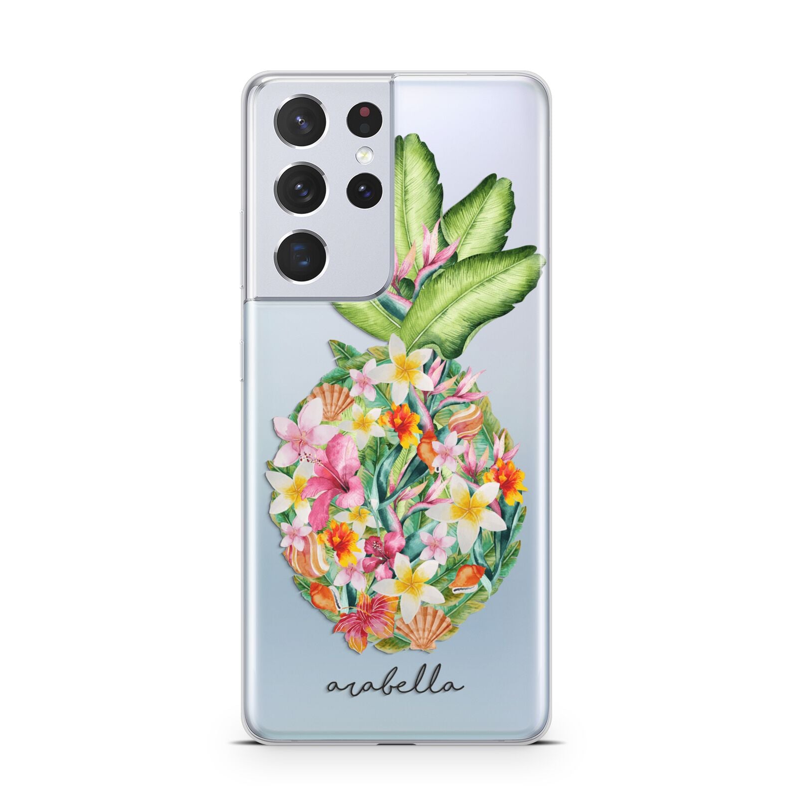 Personalised Floral Pineapple Samsung S21 Ultra Case