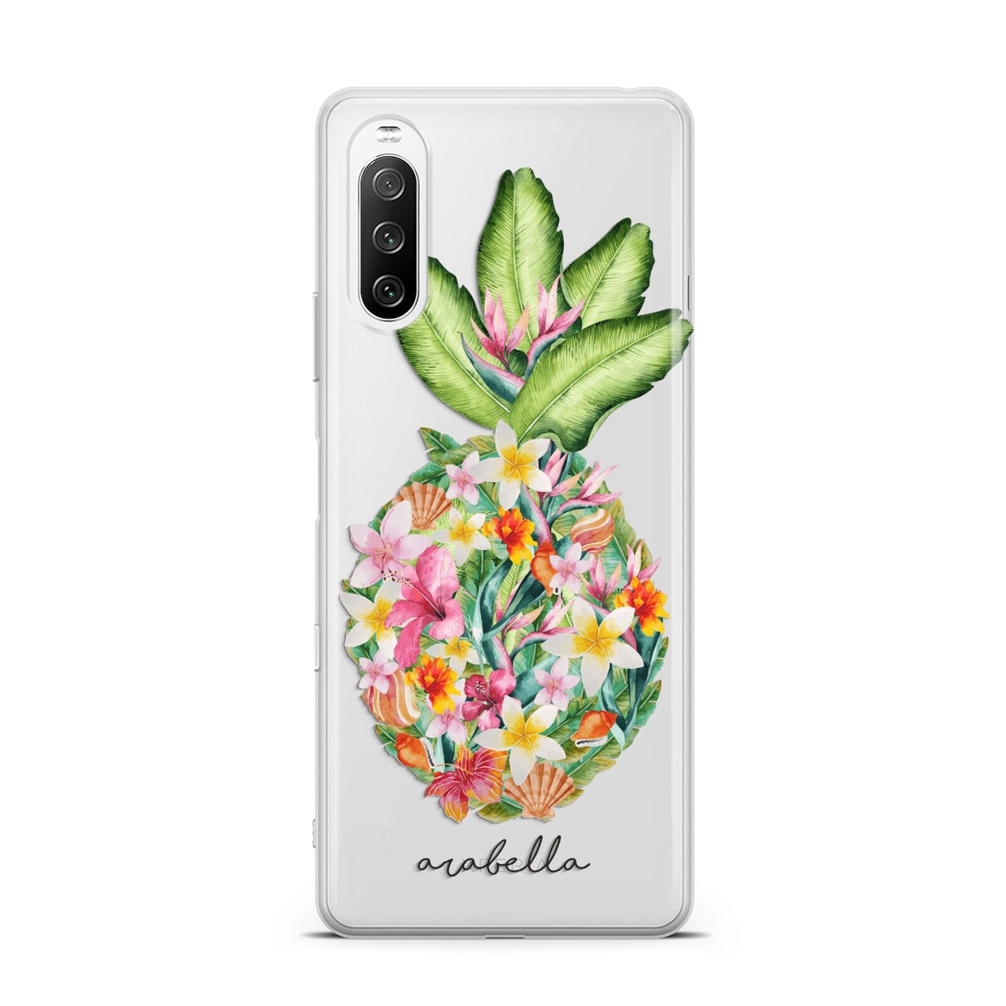 Personalised Floral Pineapple Sony Xperia 10 III Case