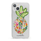 Personalised Floral Pineapple iPhone 13 Clear Bumper Case