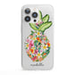 Personalised Floral Pineapple iPhone 13 Pro Clear Bumper Case