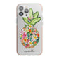 Personalised Floral Pineapple iPhone 13 Pro Max TPU Impact Case with Pink Edges