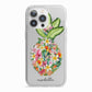 Personalised Floral Pineapple iPhone 13 Pro TPU Impact Case with White Edges
