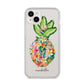 Personalised Floral Pineapple iPhone 14 Plus Clear Tough Case Starlight